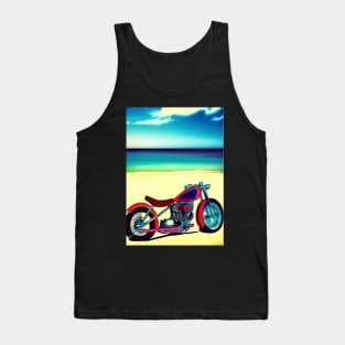 COOL RETRO MOTORCYCLE ON THE BEACH Tank Top